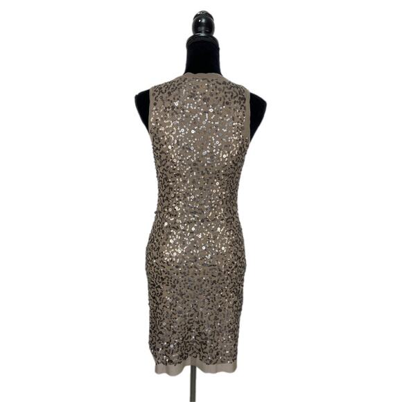 Max Studio Holiday Party Sequin Taupe Bodycon Dress - Women's Size S - Picture 4 of 5